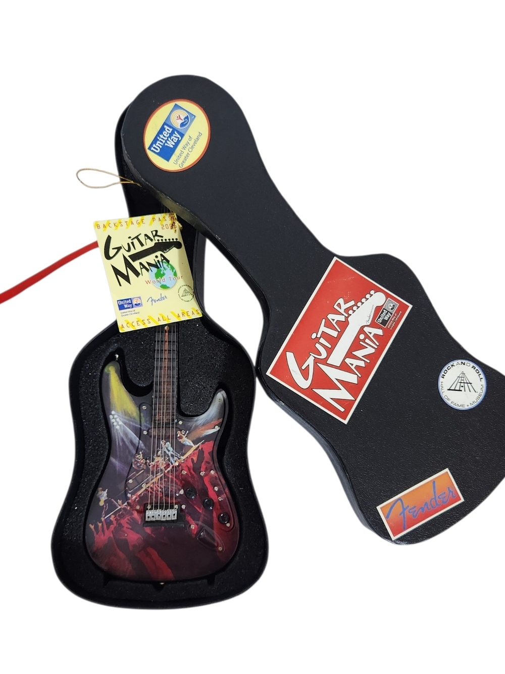 Guitar Mania Collectible Miniature Guitar with Case Raving Fans #1041